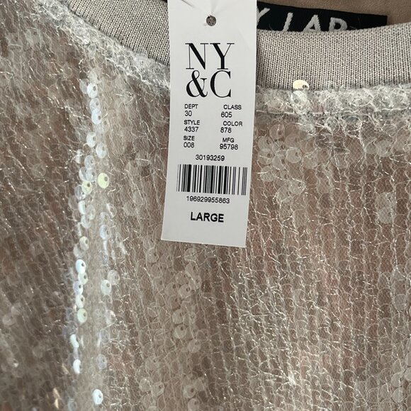 New York & Co / NY & C NWT Size Large Iridescent sequins long Sleeve Holiday - Picture 5 of 7